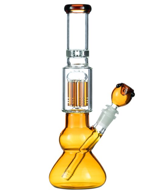 Amber 10 Arm Tree Perc Water Pipe with Ice Catcher