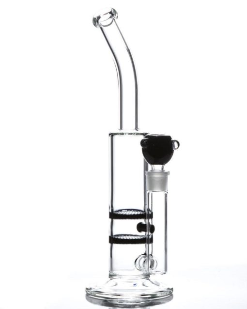 Black Bent Neck Double Honeycomb Perc Water Pipe