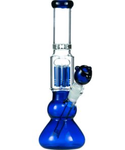 Blue 7 Arm Tree Perc Water Pipe with Ice Catcher