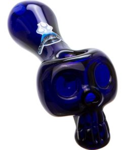 Blue Bonehead Glass Pipe