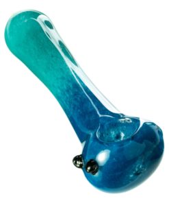 Blue Fritted Two Tone Spoon Pipe with Black Marbles