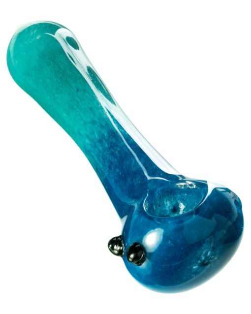 Blue Fritted Two Tone Spoon Pipe with Black Marbles