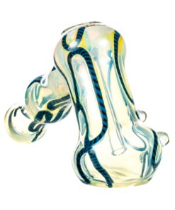 Blue Fumed Hammer Style Bubbler with Latty Accents