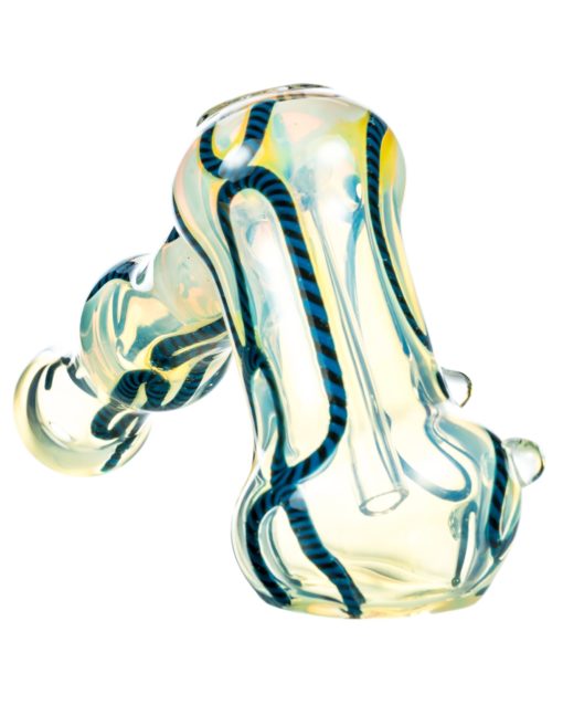 Blue Fumed Hammer Style Bubbler with Latty Accents