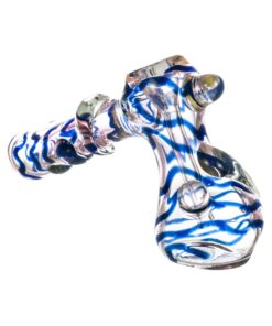 Blue Hammer Style Bubbler with Glass Drop Accents