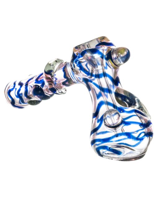 Blue Hammer Style Bubbler with Glass Drop Accents