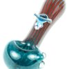 Blue & Red Faded Frit Ribbed Pipe