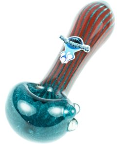 Blue & Red Faded Frit Ribbed Pipe