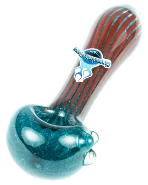 Blue & Red Faded Frit Ribbed Pipe