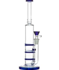 Blue Skinny Triple Honeycomb Perc Water Pipe