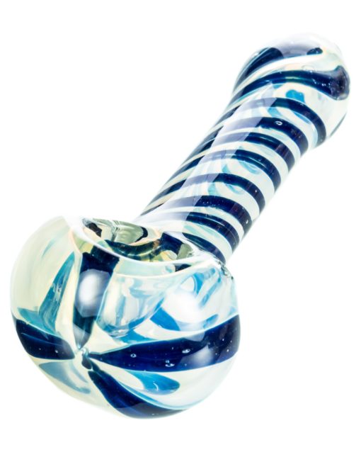 Blue Swirled Fumed Hand Pipe