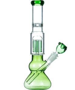 Green 8 Arm Tree Perc Water Pipe with Ice Catcher