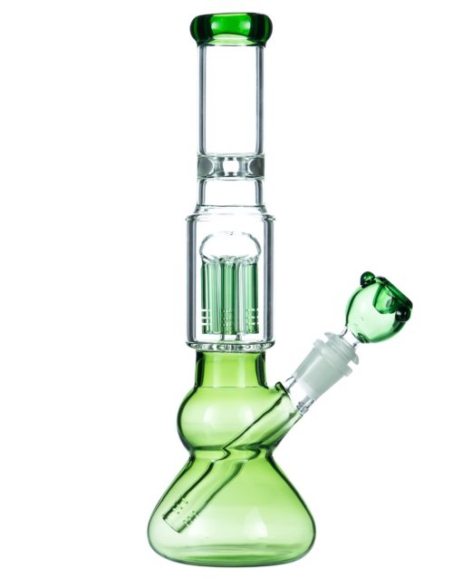 Green 8 Arm Tree Perc Water Pipe with Ice Catcher