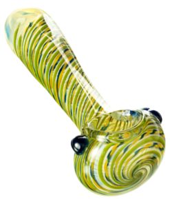 Green Tight Spiral Spoon Pipe with Fumed Glass