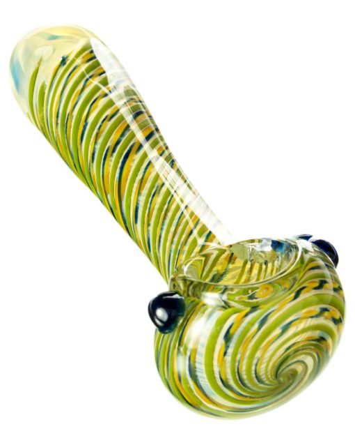 Green Tight Spiral Spoon Pipe with Fumed Glass