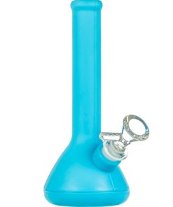 Light Blue Skinny Neck Silicone Beaker Bong