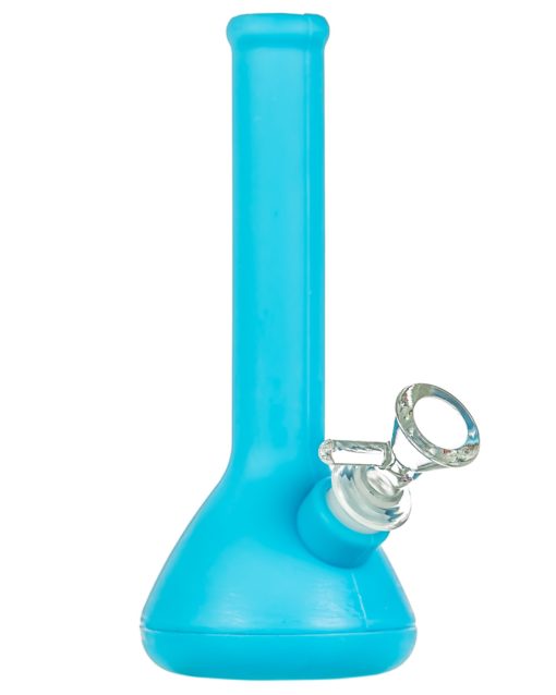 Light Blue Skinny Neck Silicone Beaker Bong