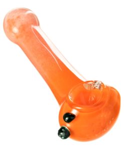 Orange Fritted Two Tone Spoon Pipe with Black Marbles