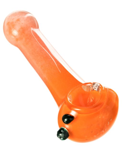 Orange Fritted Two Tone Spoon Pipe with Black Marbles