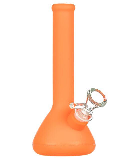 Orange Skinny Neck Silicone Beaker Bong