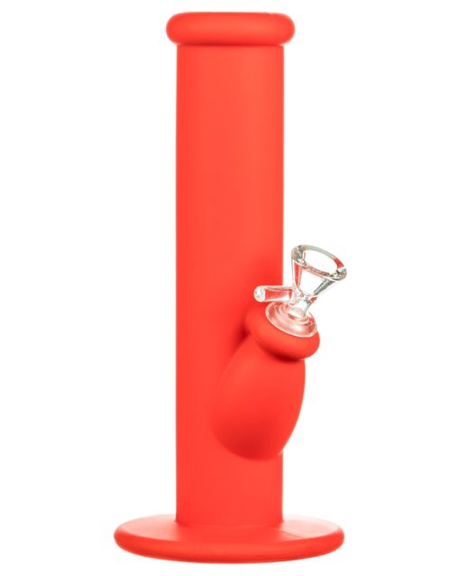 Red 10" Silicone Straight Tube Bong