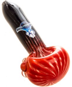 Red & Black Faded Frit Ribbed Pipe