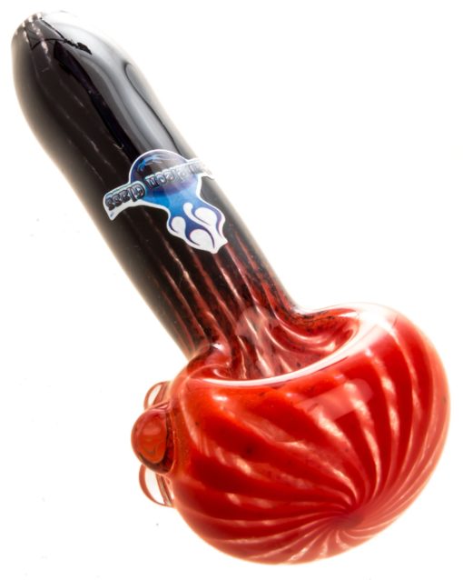 Red & Black Faded Frit Ribbed Pipe
