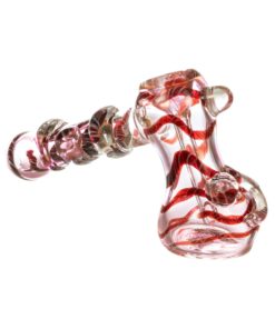 Red Hammer Style Bubbler with Glass Drop Accents