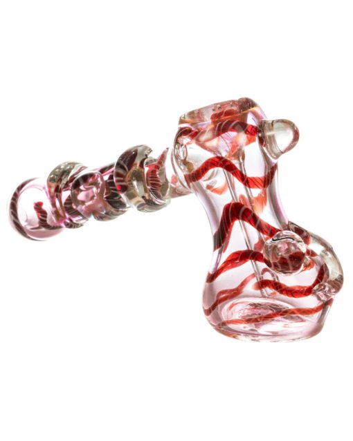 Red Hammer Style Bubbler with Glass Drop Accents