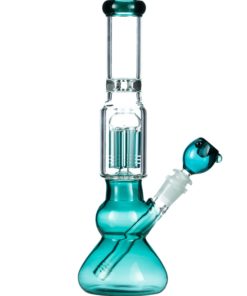 Teal 9 Arm Tree Perc Water Pipe with Ice Catcher