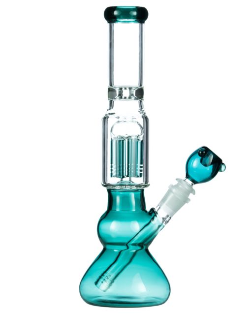 Teal 9 Arm Tree Perc Water Pipe with Ice Catcher