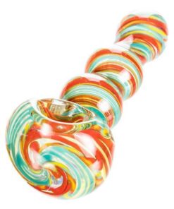 Teal Multi-Color Spiral Hand Pipe