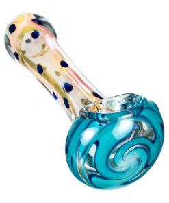 Teal Spotted Wig Wag Hand Pipe