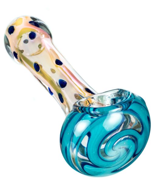 Teal Spotted Wig Wag Hand Pipe