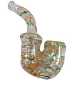 Green, Orange & Clear Glass Sherlock Pipe