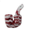 MJW Glass Red & White Sherlock Glass Hand Pipe