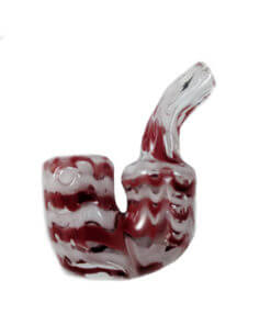 MJW Glass Red & White Sherlock Glass Hand Pipe