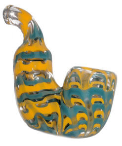Yellow & Teal Heady Sherlock Hand Pipe Made in the USA