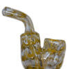 MJW Yellow & Clear Glass Sherlock Pipe for Dry Herbs