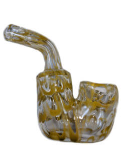 MJW Yellow & Clear Glass Sherlock Pipe for Dry Herbs